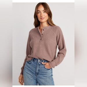 Plush waffle Knit henley top